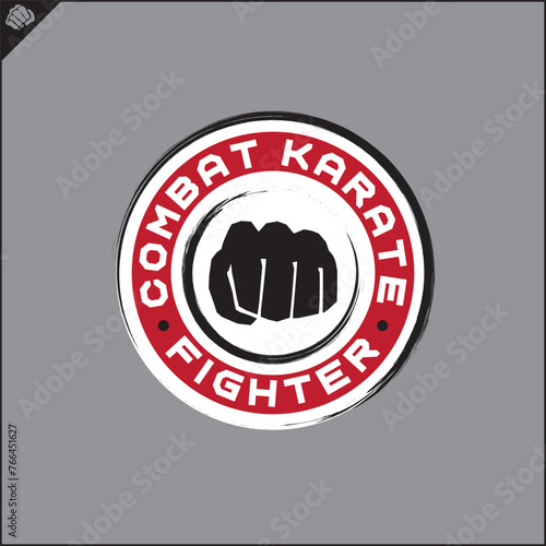 Emblem of karate. Martial art colored symbol, logo creative design emblem. Vector.