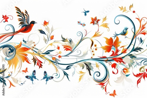 Floral Fantasia: A Kaleidoscope of Birds and Blooms