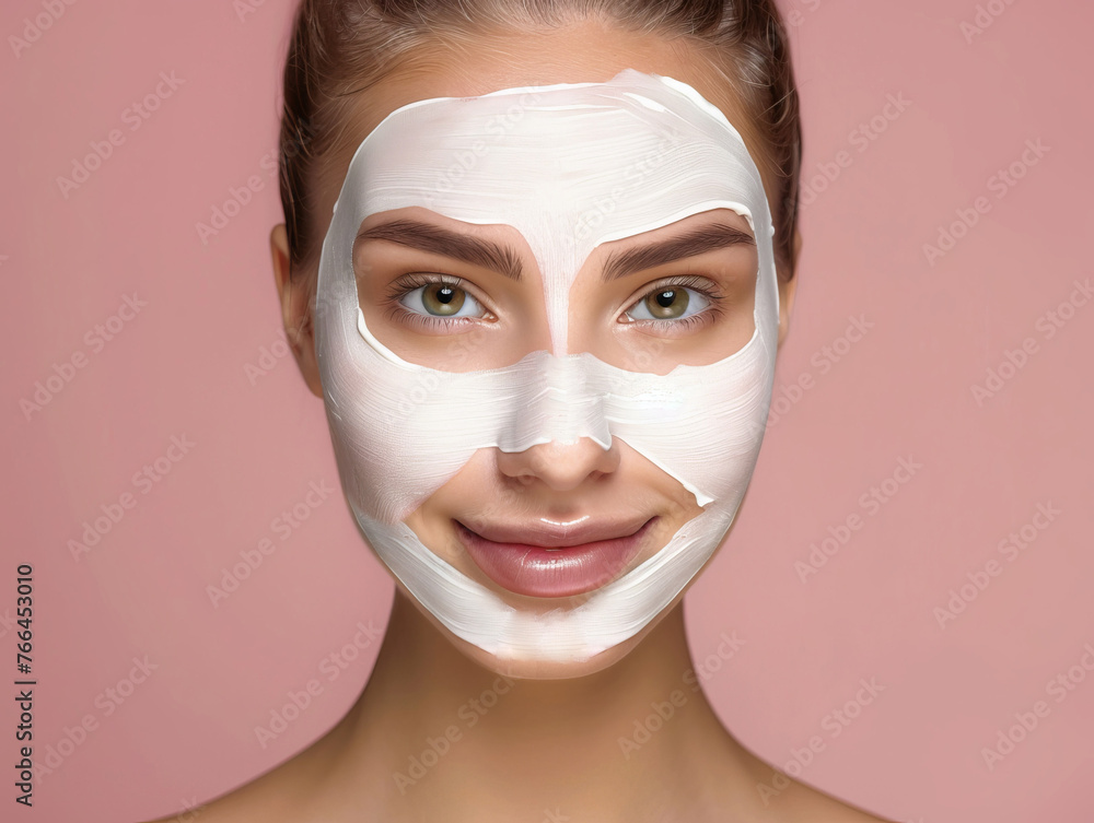 Portrait of a beautiful young woman with facial mask. AI generative Portrait of a beautiful young woman with facial mask. AI generative