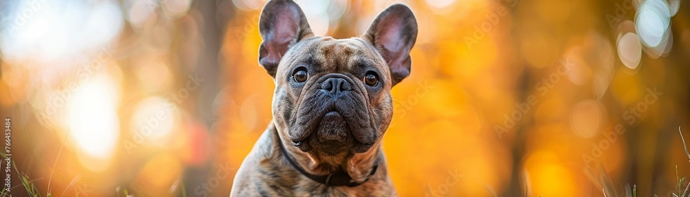 Whimsical Companion Detailed portrait of a French Bulldog, showcasing its playful spirit and characteristic bat ears in natural light , vibrant