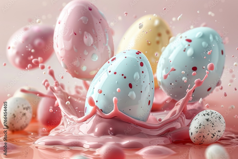 Pastel Easter Eggs Making a Splash in a Vibrant Celebration of Spring