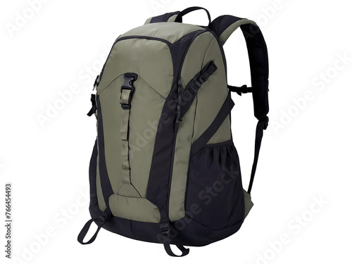 Hiking grey black urban backpack, Bag isolated on transparent background, fashion accessories, 