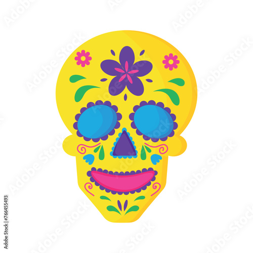 Mexico scull. Decoration with flowers.