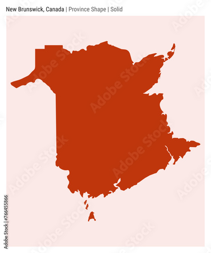 New Brunswick, Canada. Simple vector map. Province shape. Solid style. Border of New Brunswick. Vector illustration.