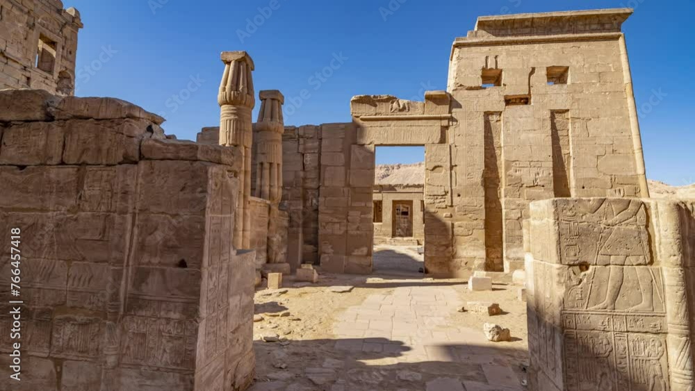 Temple of Medinet Habu. Egypt, Luxor. The Mortuary Temple of Ramesses III at Medinet Habu is an important New Kingdom period structure in the West Bank of Luxor in Egypt. Temple of Medinet Habu. Egypt, Luxor. The Mortuary Temple of Ramesses III at Medinet Habu is an important New Kingdom period structure in the West Bank of Luxor in Egypt.