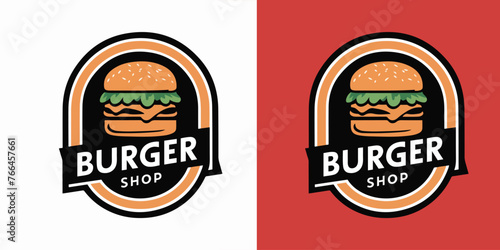 Vector burger shop logo template vector illustration of fast food logotype