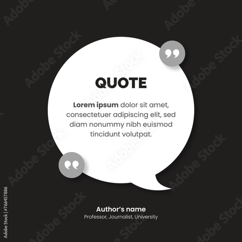 Square Motivation Quote Template. 3D bubble testimonial banner, quote, infographic. Social media post design template for quotes. Can be used for Inspirational Text box, Empty speech bubbles etc.