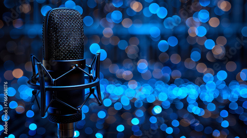 Microphone on Blue Background