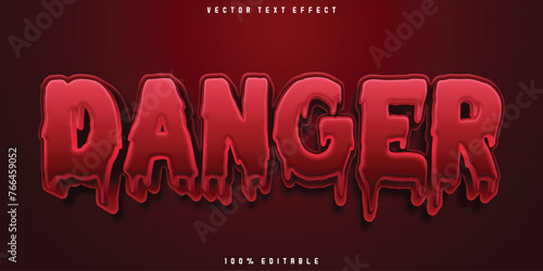 Danger text effect, editable red and sticky text style