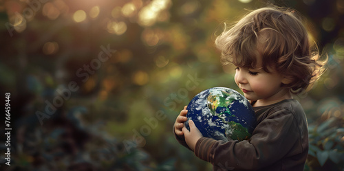 the child will embrace the earth, protection of the earth, ecology, Earth day, love for nature