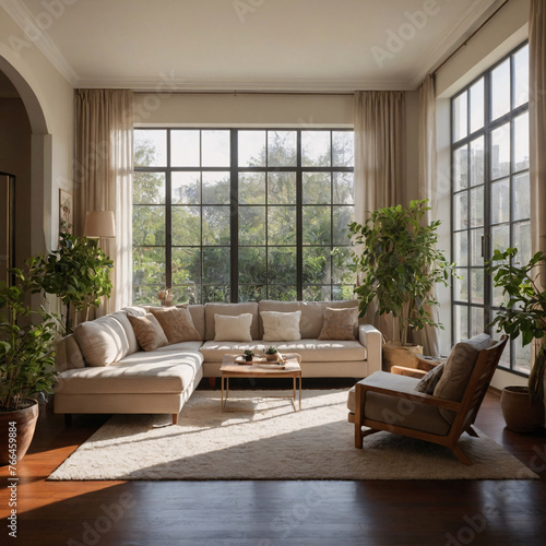 Sunlit Elegance in a Cozy Living Room