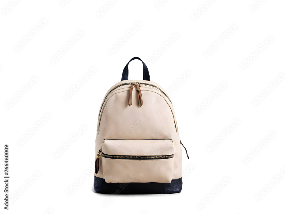 Beige backpack, Bag isolated on transparent background, fashion accessories,