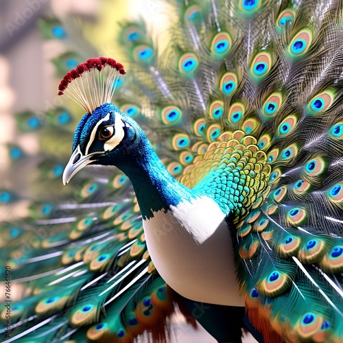 peacock with feathers