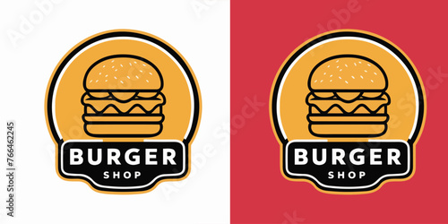 Vector burger shop logo template vector illustration of fast food logotype