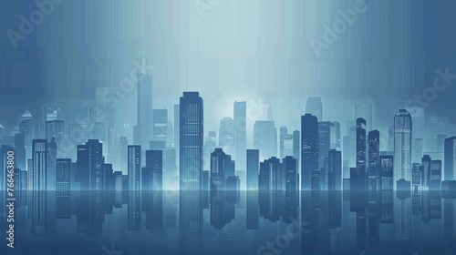 city skyline, cityscape background illustration with skyscrapers and view of downtown, 