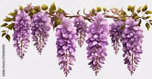 branch of beautiful hanging purple wisteria flowers