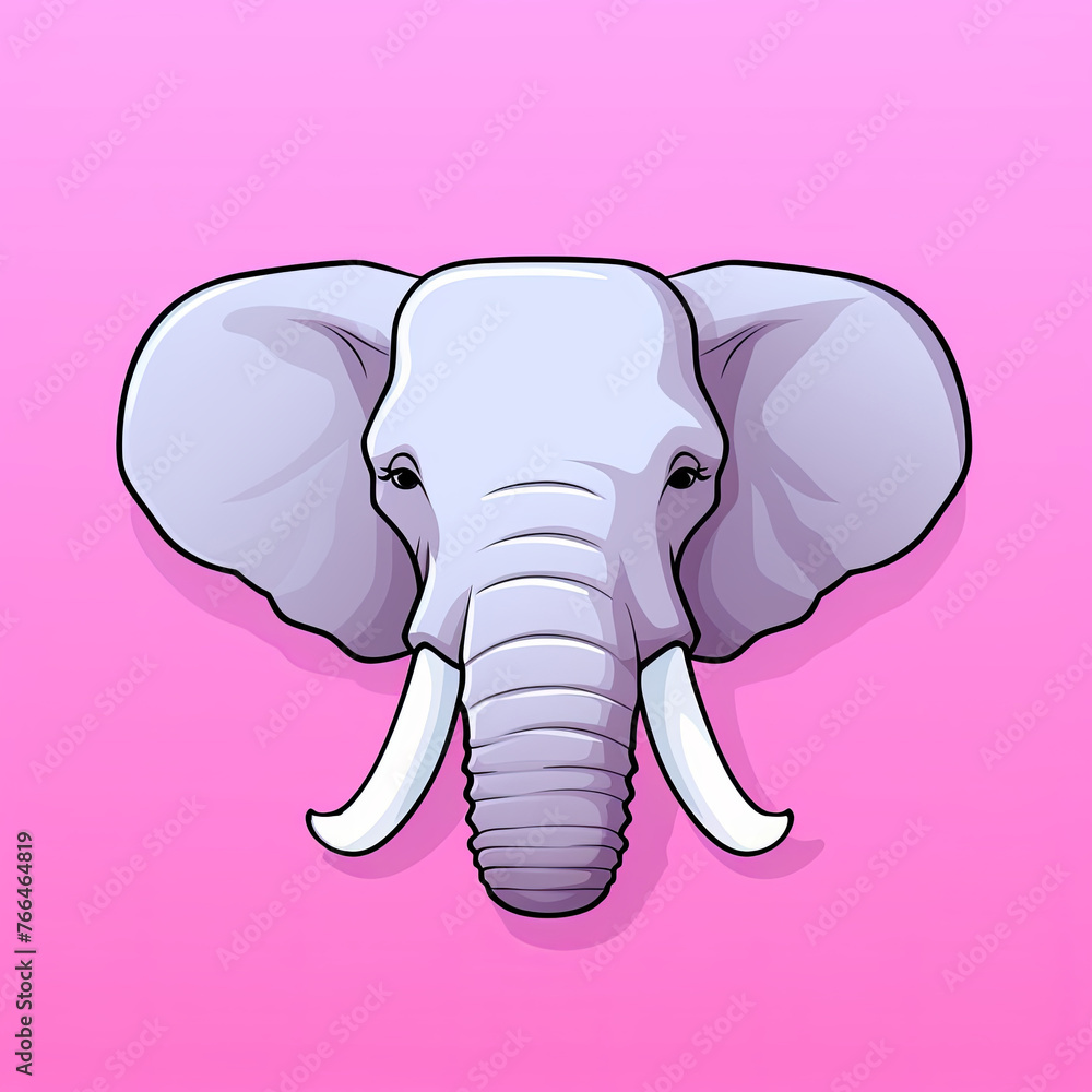 An elephant's head, front angle, trunk raised, ears flared, imposing might,line art extremely simplified portrait , cute An elephant's head, front angle, trunk raised, ears flared, imposing might,line art extremely simplified portrait , cute