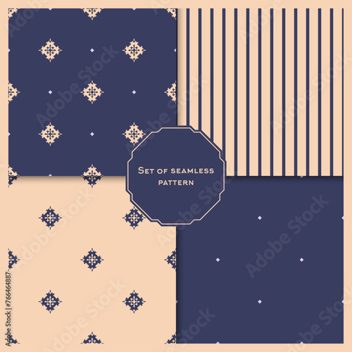 Set of vector ornamental seamless pattern. Background and wallpaper in classic style. Vector illustration can be used for backgrounds, motifs, textile, wallpapers, fabrics, gift wrapping, templates.