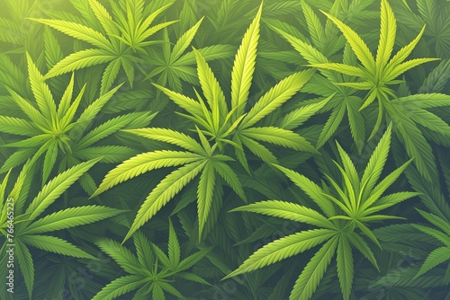 Closeup of marijuana leaf , cannabis plants background