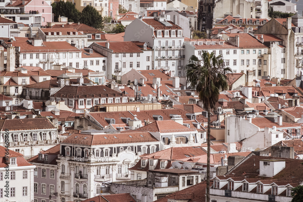 The red rooftops of Lisbon's downtown