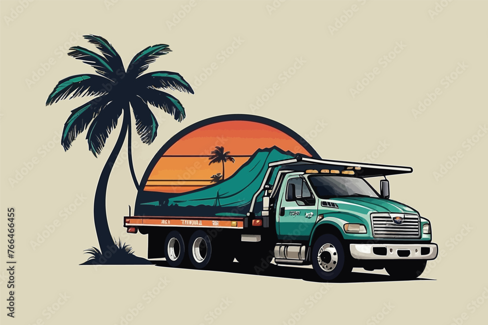 Logo design for a tow truck company called Tropical Towing, minimalist, modern 