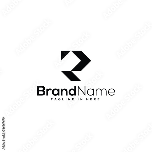 initial monogram P or R logo vector