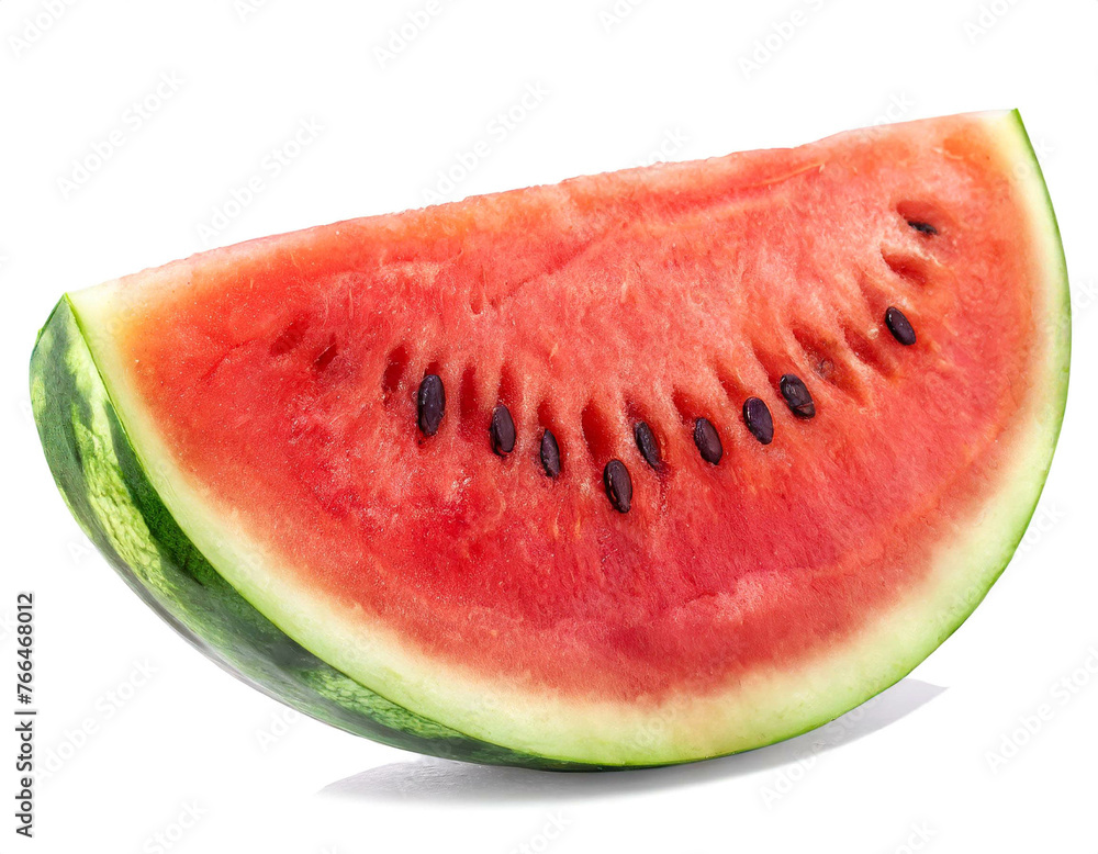 Stück Wassermelone isoliert auf weißen Hintergrund, Freisteller Stück Wassermelone isoliert auf weißen Hintergrund, Freisteller