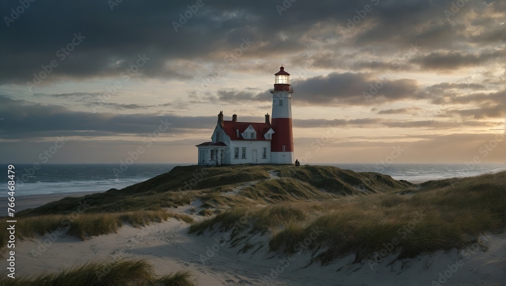 Caspar David Friedrich Art lighthouse Coast Beach dune