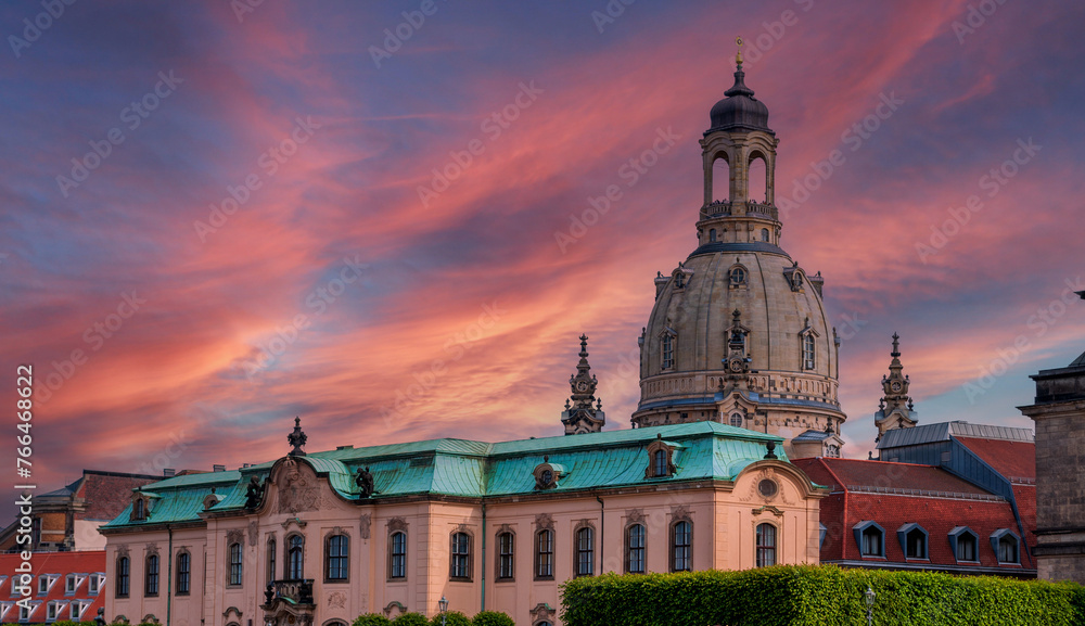 Old Dresden Frauenkirche Elbflorenz at night and with sunset Old Dresden Frauenkirche Elbflorenz at night and with sunset