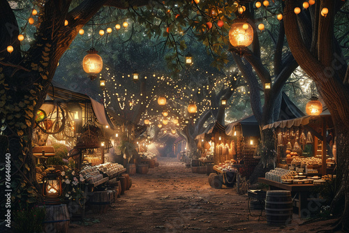 A fae market in an ancient grove