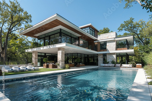 Upscale modern mansion with pool © Zoraiz