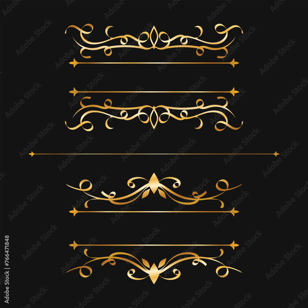 Hand drawn luxury gold floral ornament frame