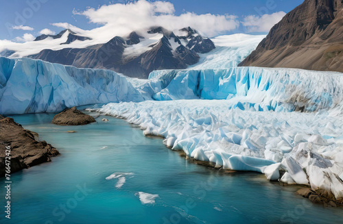 Antarctic melting glacier. Climate change. Global warming environment.