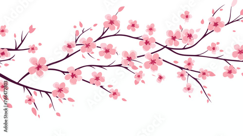 Simple pattern of cherry blossom branches Flat vector photo