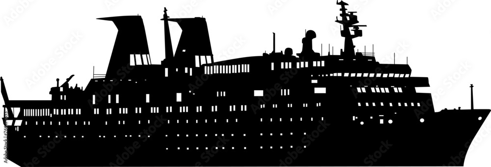 Fototapeta premium Silhouette on a white background of a transport ship