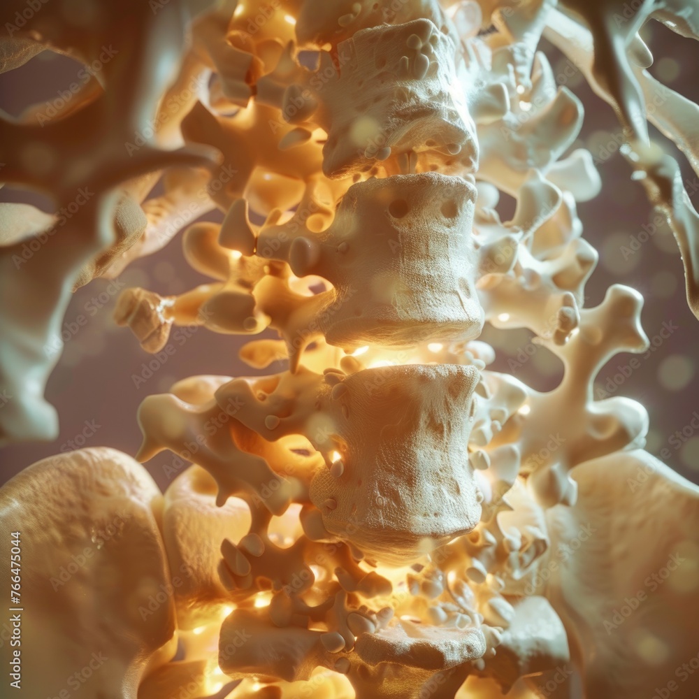 A 3D animated transformation of brittle bones fortified with
