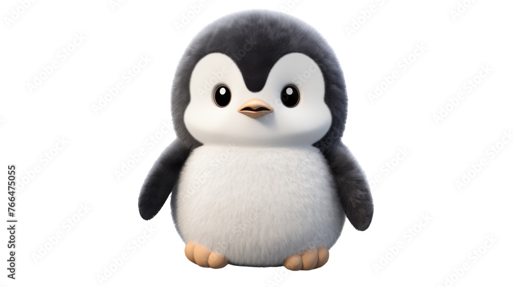 A small penguin with a black and white face stands out in the icy landscape A small penguin with a black and white face stands out in the icy landscape