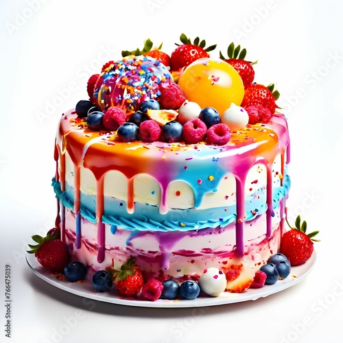 Cake Design, multicolor cake nice design with sugar flowers, birthday cake for children, modern cake design for restaurant and cafe, brilliant cake design for sweet moment, happy celebration event