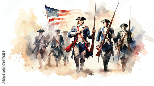 Watercolor American Revolution isolated on Flat vector © Blue