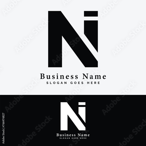 N, I, NI letter Logo Design. Alphabet NI initial logo vector Illustration