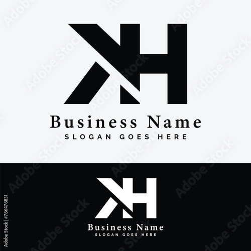 K, H, KH letter Logo Design. Alphabet KH initial logo vector Illustration
