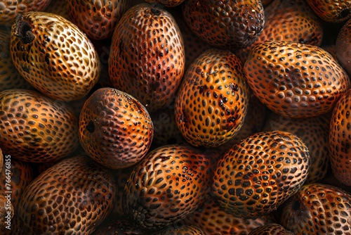 Close-up View of Textured Spotted Seeds. Abstract Natural Pattern. Organic Background. Creative Commons. Generative AI