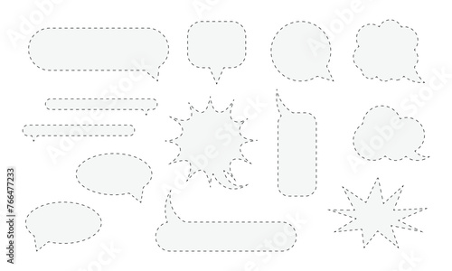 Shapes for dialogue with a cut line. Dialog template for cutting with scissors. Dotted line for cutting.Paper email templates. Vector illustration.