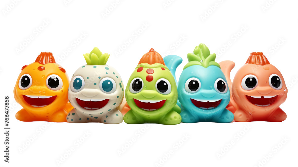 A cute row of littlest pet toys sitting together in harmony, bright colors and unique designs capturing attention A cute row of littlest pet toys sitting together in harmony, bright colors and unique designs capturing attention