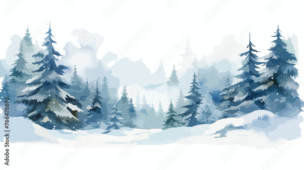 Watercolor Winter Background Flat vector 