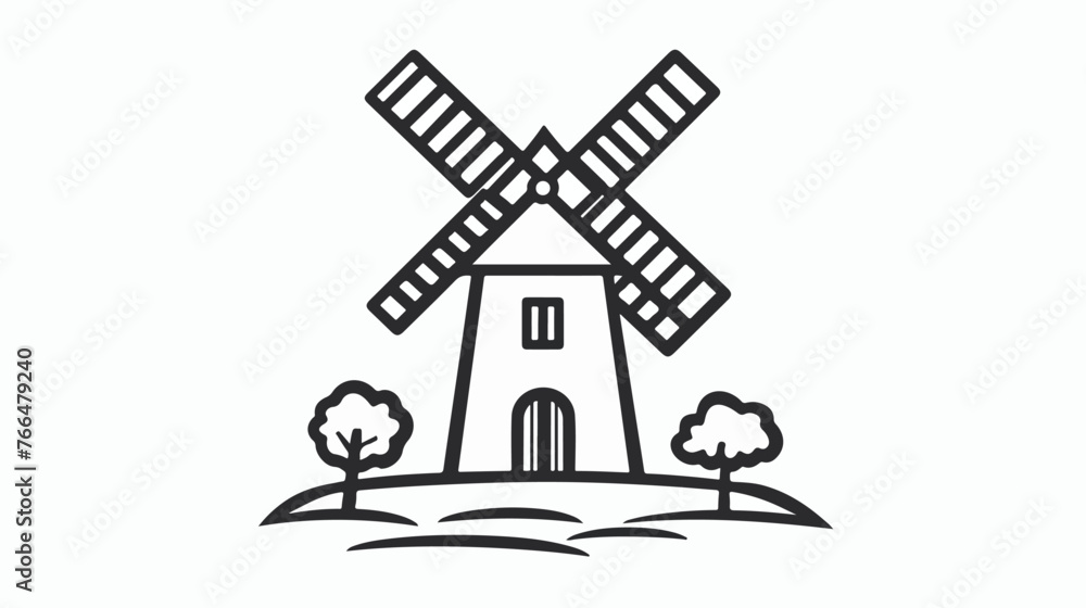 Windmill icon outline vector design Flat vector
