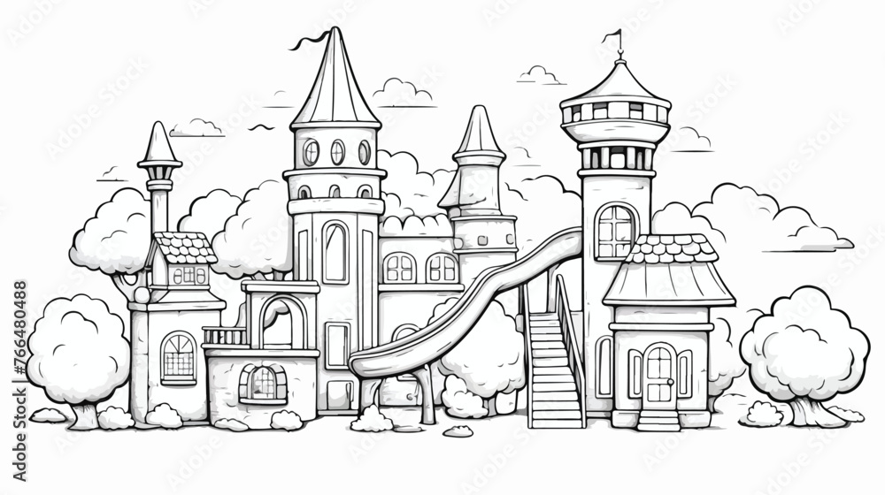 Kids Playground Line art Images coloring page illustration