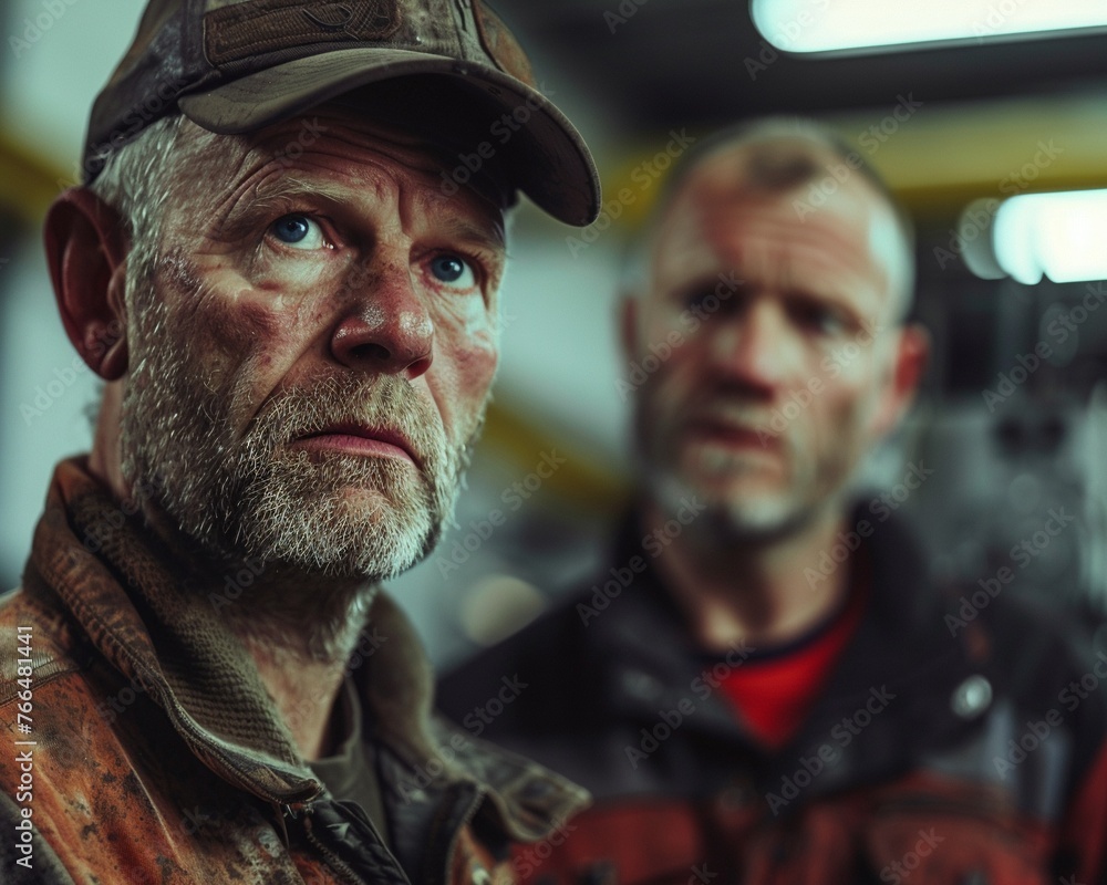 Expression and Emotion Capture the emotions of the driver and the mechanic Show concern or frustration on the drivers face, while the mechanic exudes competence and reassurance , 4K Expression and Emotion Capture the emotions of the driver and the mechanic Show concern or frustration on the drivers face, while the mechanic exudes competence and reassurance , 4K