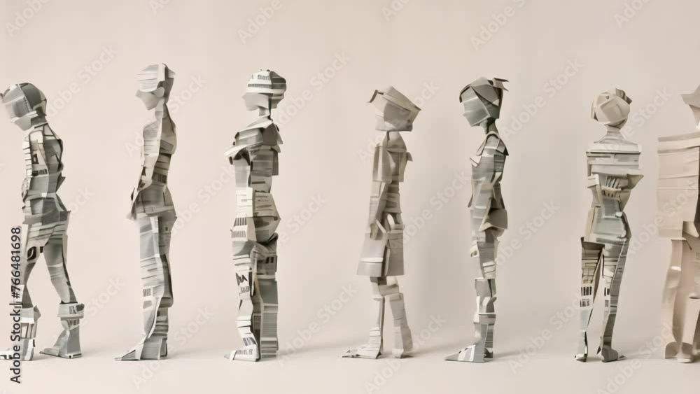 full-length figures of people from the newspaper. minimalist style. Generative AI full-length figures of people from the newspaper. minimalist style. Generative AI
