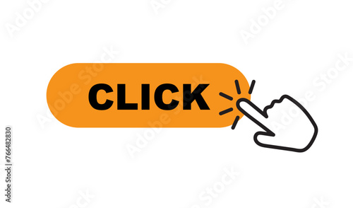 Click here button with hand icon